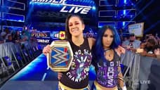 Bayley And Sasha Banks Take Out Charlotte Flair With A Steel Chair On SMACKDOWN LIVE
