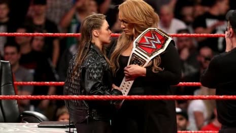 Things Got Tense Between Ronda Rousey And Nia Jax During A Contract Signing On Last Night's RAW