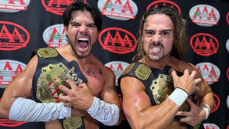 Los Garza (Angel Garza & Berto) Win The AAA Tag Team Championships at TRIPLEMANIA REGIA