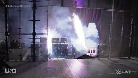 RAW: Braun Strowman & Bobby Lashley Crash Through The Titantron During Falls Count Anywhere Match