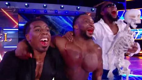 The New Day Dressed As The Brood For A SMACKDOWN LIVE Halloween Trick Or Street Fight