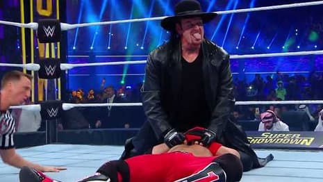 The Undertaker Arrives At SUPER SHOWDOWN To Take Out AJ Styles And Win The Tuwaiq Mountain Trophy