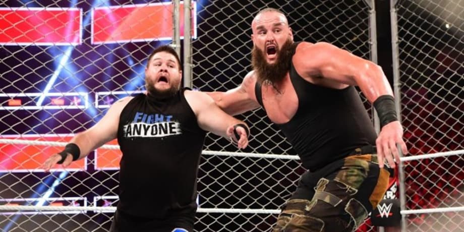 Kevin Owens &quot;Beat&quot; Braun Strowman After The Monster Among Men Threw Him From The Top Of The Cage