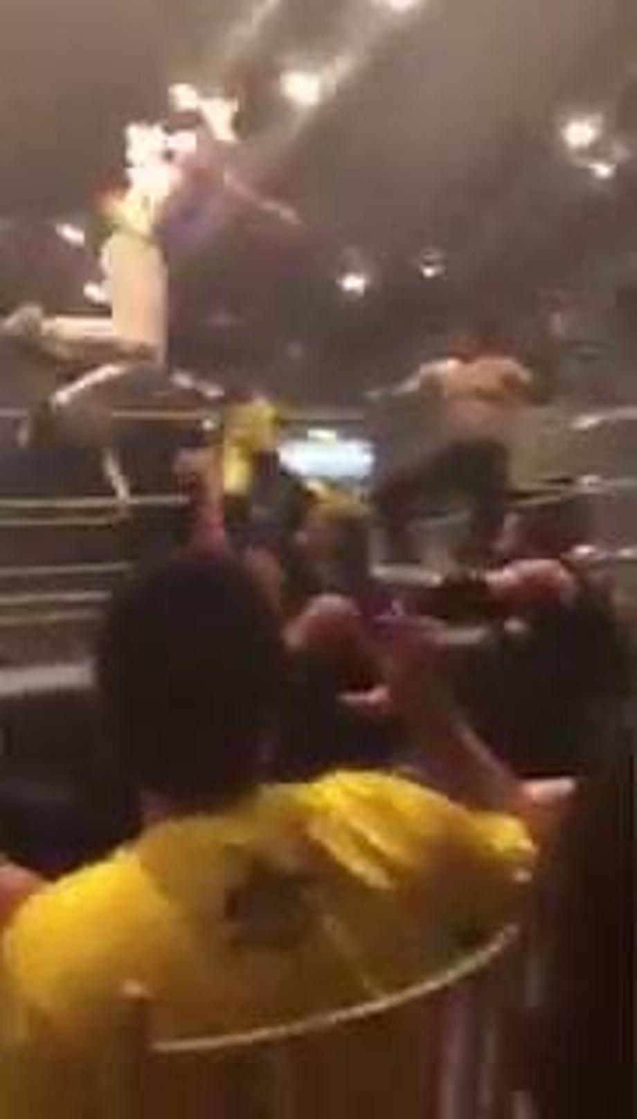 The star poured gasoline over himself while stood on the top rope then set himself alight