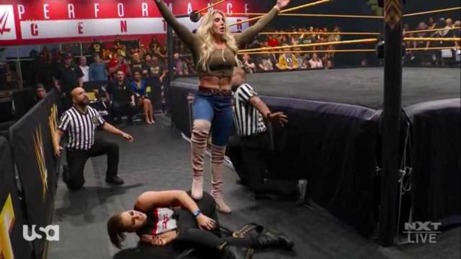 Charlotte Flair Shows Up On NXT And Takes Out WRESTLEMANIA Opponent Rhea Ripley