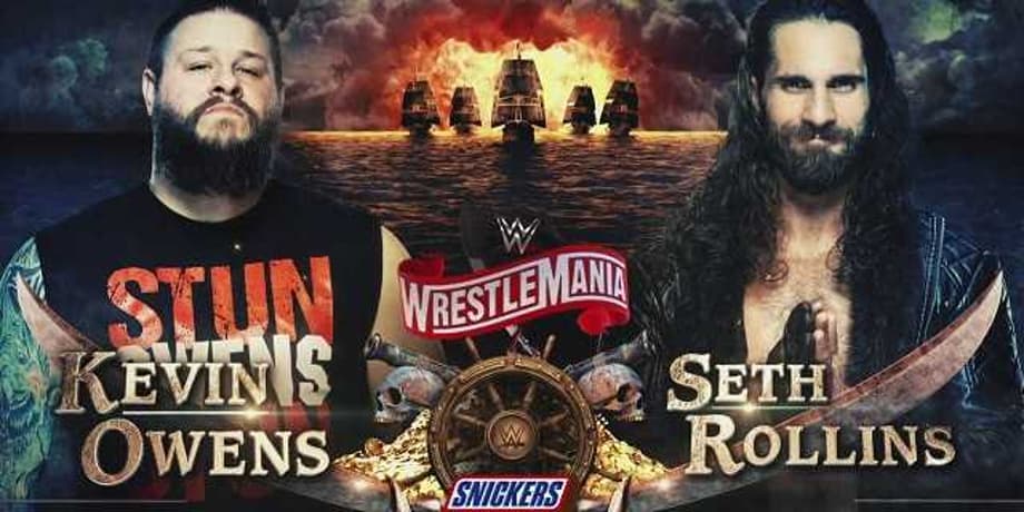 Kevin Owens Leaps From The Top of The WRESTLEMANIA Sign To Put An End To Seth Rollins