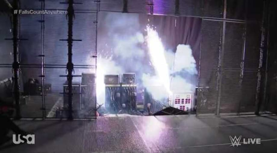 RAW: Braun Strowman & Bobby Lashley Crash Through The Titantron During Falls Count Anywhere Match
