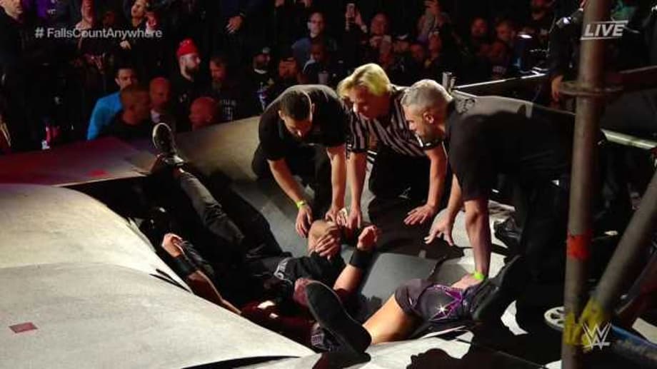 Shane McMahon Defeats The Miz In A Brutal WRESTLEMANIA Falls-Count-Anywhere Match