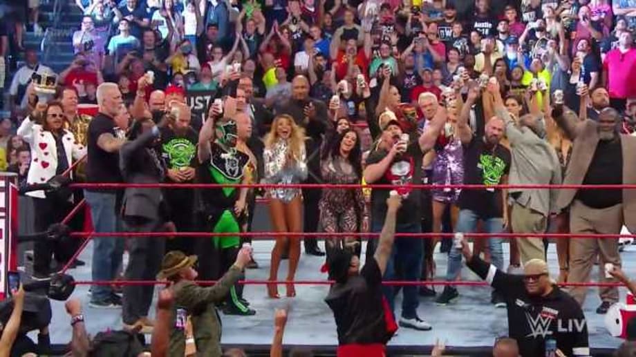 Stone Cold Steve Austin Led A "Toast To RAW" With Ric Flair, Hulk Hogan And Many More
