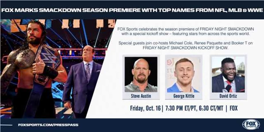 "Stone Cold" Steve Austin Will Be A Part Of Tonight's SMACKDOWN Season Premiere Kickoff Show