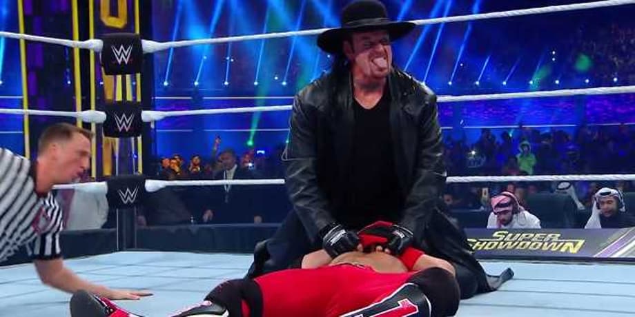 The Undertaker Arrives At SUPER SHOWDOWN To Take Out AJ Styles And Win The Tuwaiq Mountain Trophy