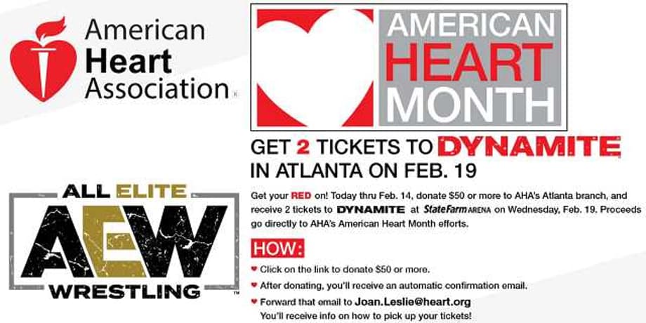 You Can Get Free ALL ELITE WRESTLING: DYNAMITE Tickets If You Donate To The American Heart Association