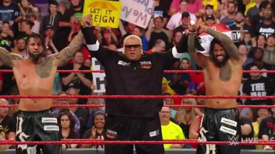 John Cena Kicks-Off RAW "Reunion" Special; Is Joined In The Ring By The Usos And Rikishi
