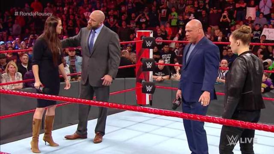 Stephanie McMahon Apologizes To Ronda Rousey On RAW... Right Before Triple H Sucker Punches Kurt Angle