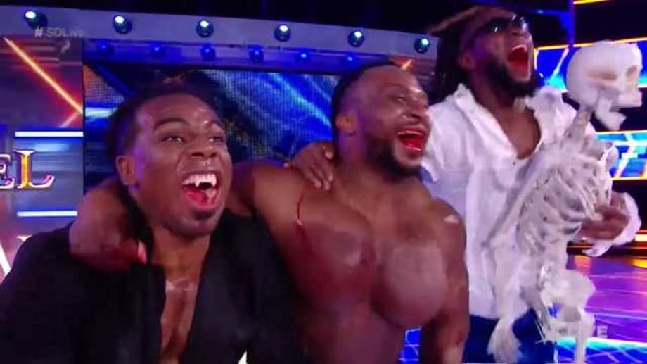 The New Day Dressed As The Brood For A SMACKDOWN LIVE Halloween "Trick Or Street" Fight